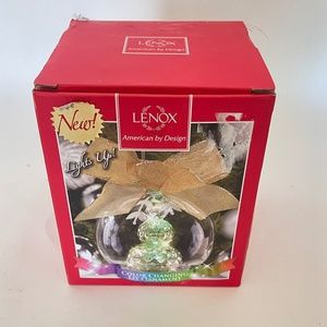 Lenox Wonder Ball Snowman Lit LED Mercury Glass Ornament, 4.75"  NIB